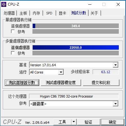 海光 Hygon C86 7380/7390 CPU 性能对比